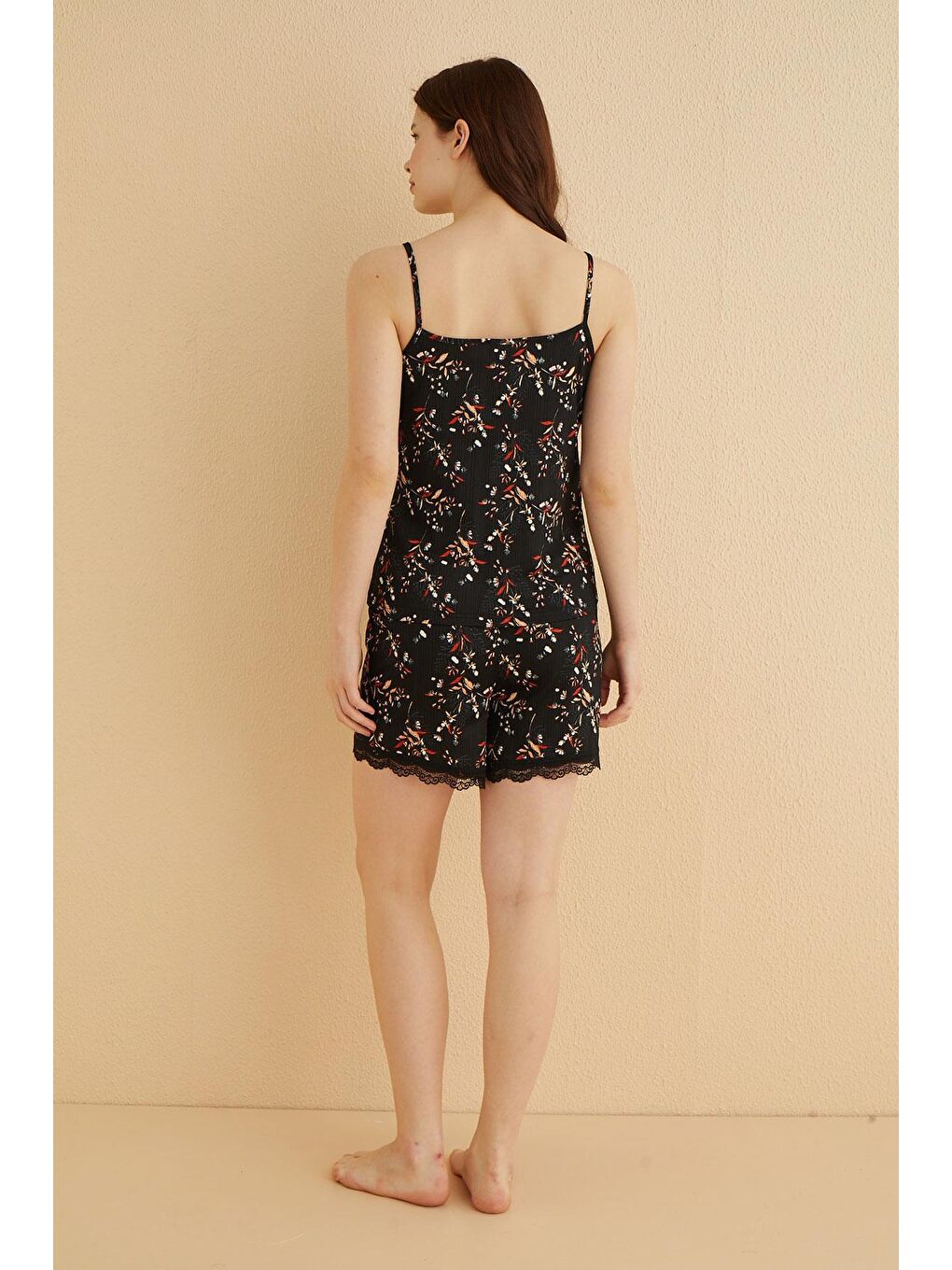 Siyah Pegasus Genç İp Askılı Şortlu Pijama Takım | 80117-59-1