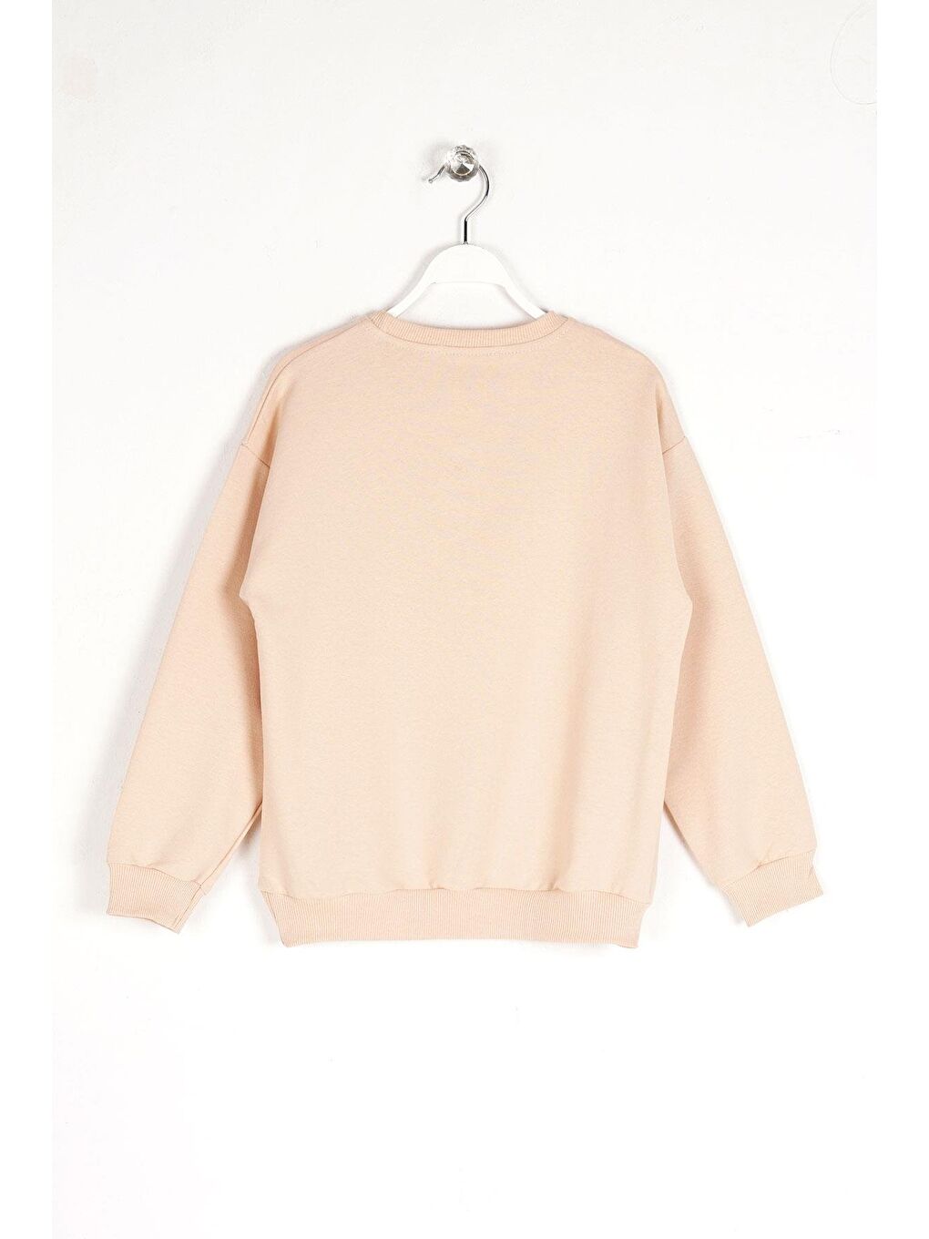 Bisiklet Yaka Uzun Kol Bej Renk Kız Çocuk Sweatshirt-1