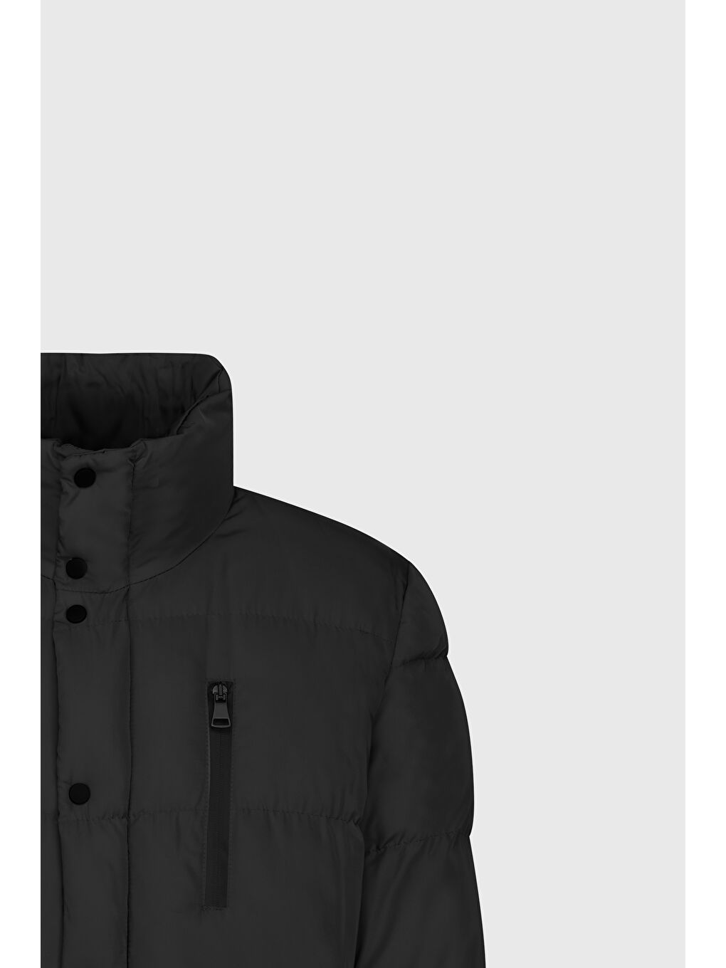 Erkek Siyah Standart Fit Normal Kesim Dik Yaka Yan Cepli Mont-7