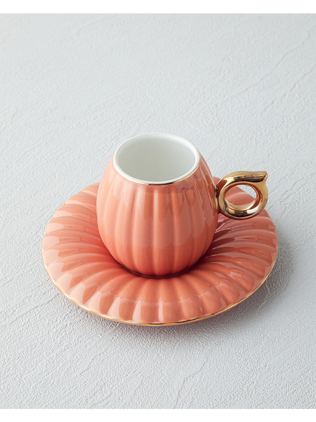 Kahverengi Polka New Bone China 4 Parça 2 Kişilik Kahve Fincan Takımı Terracotta-2