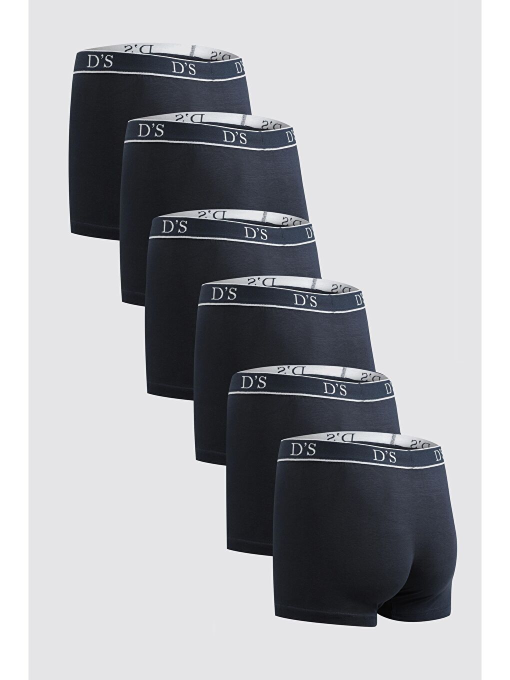 Lacivert Beli Lastikli Marka Logolu Elastanlı Esneyebilen 6 Lı Boxer Set-1