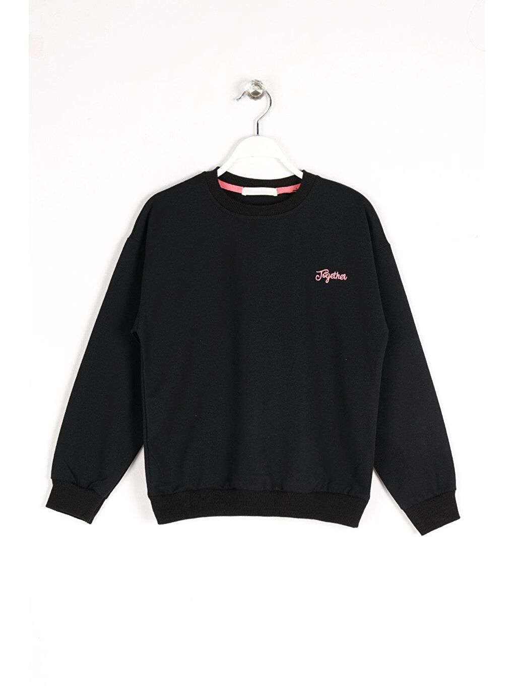 Bisiklet Yaka Uzun Kol Siyah Renk Kız Çocuk Sweatshirt