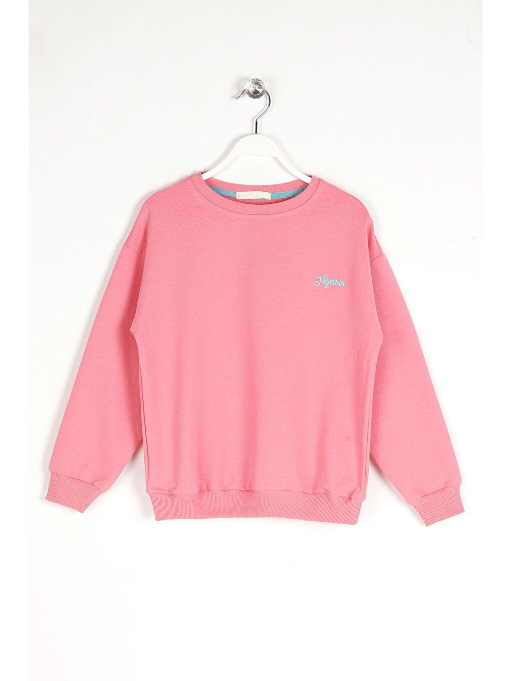 Bisiklet Yaka Uzun Kol Pembe Renk Kız Çocuk Sweatshirt