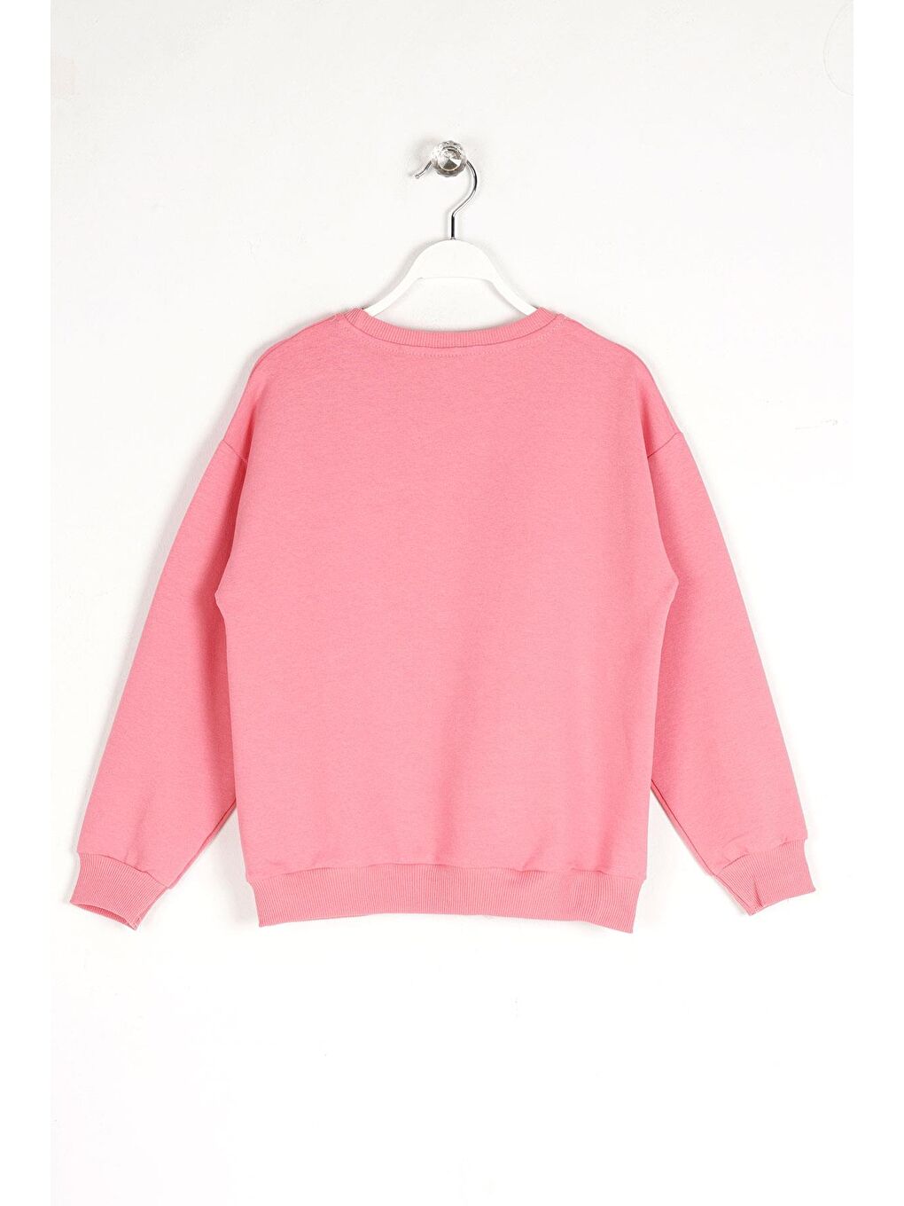 Bisiklet Yaka Uzun Kol Pembe Renk Kız Çocuk Sweatshirt-1
