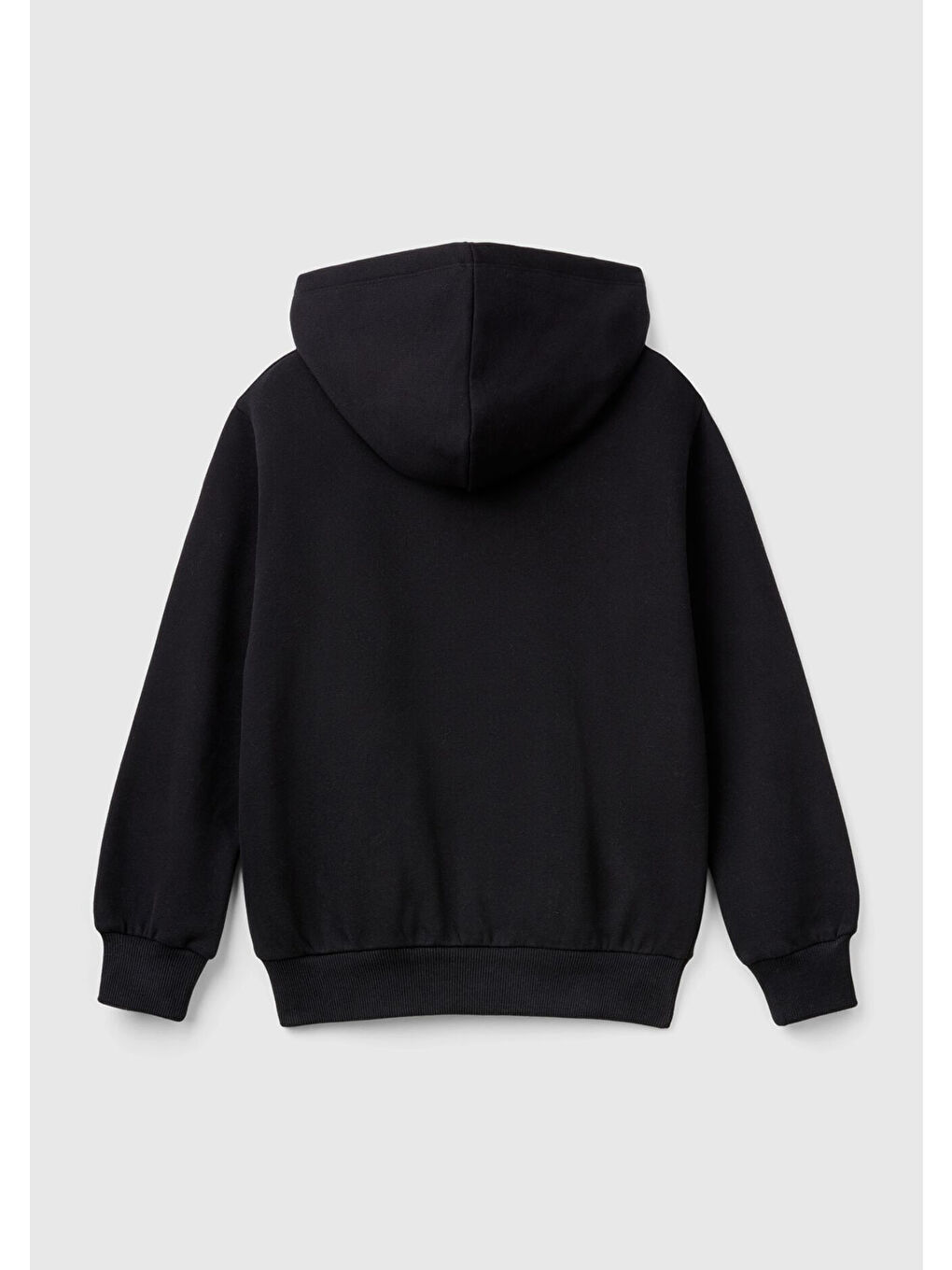 Erkek Çocuk Siyah Önü Logo Baskılı Kanguru Cepli Kapüşonlu Sweatshirt-1