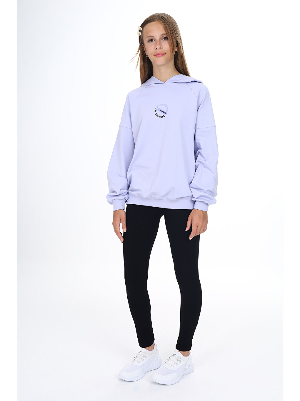 Lila Kız Çocuk Baskılı Taytlı Takım-3