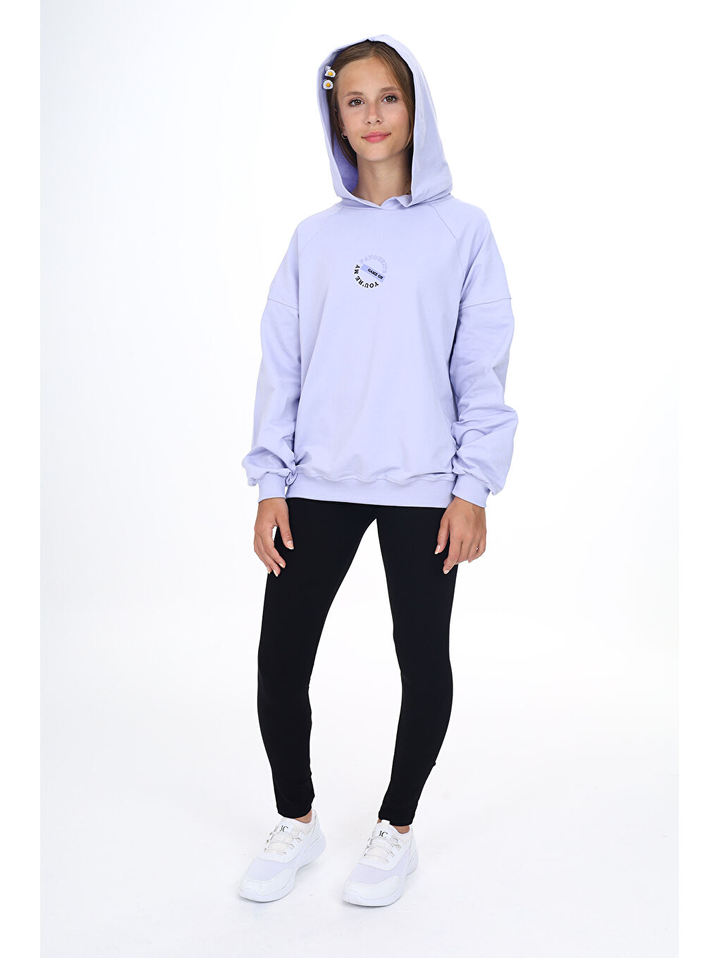 Lila Kız Çocuk Baskılı Taytlı Takım-4