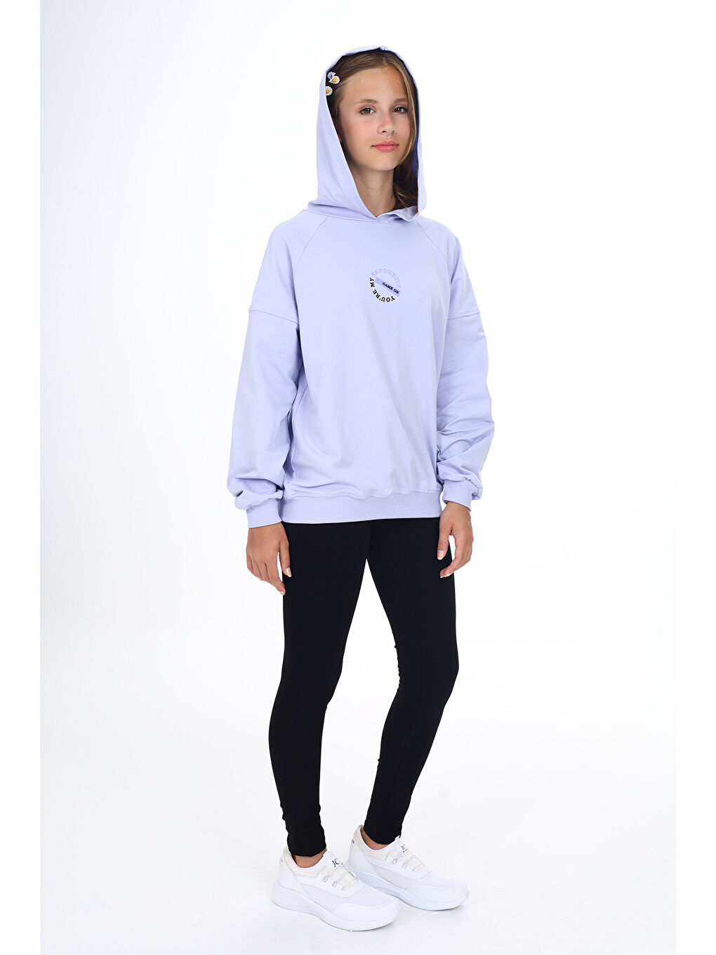 Lila Kız Çocuk Baskılı Taytlı Takım-5