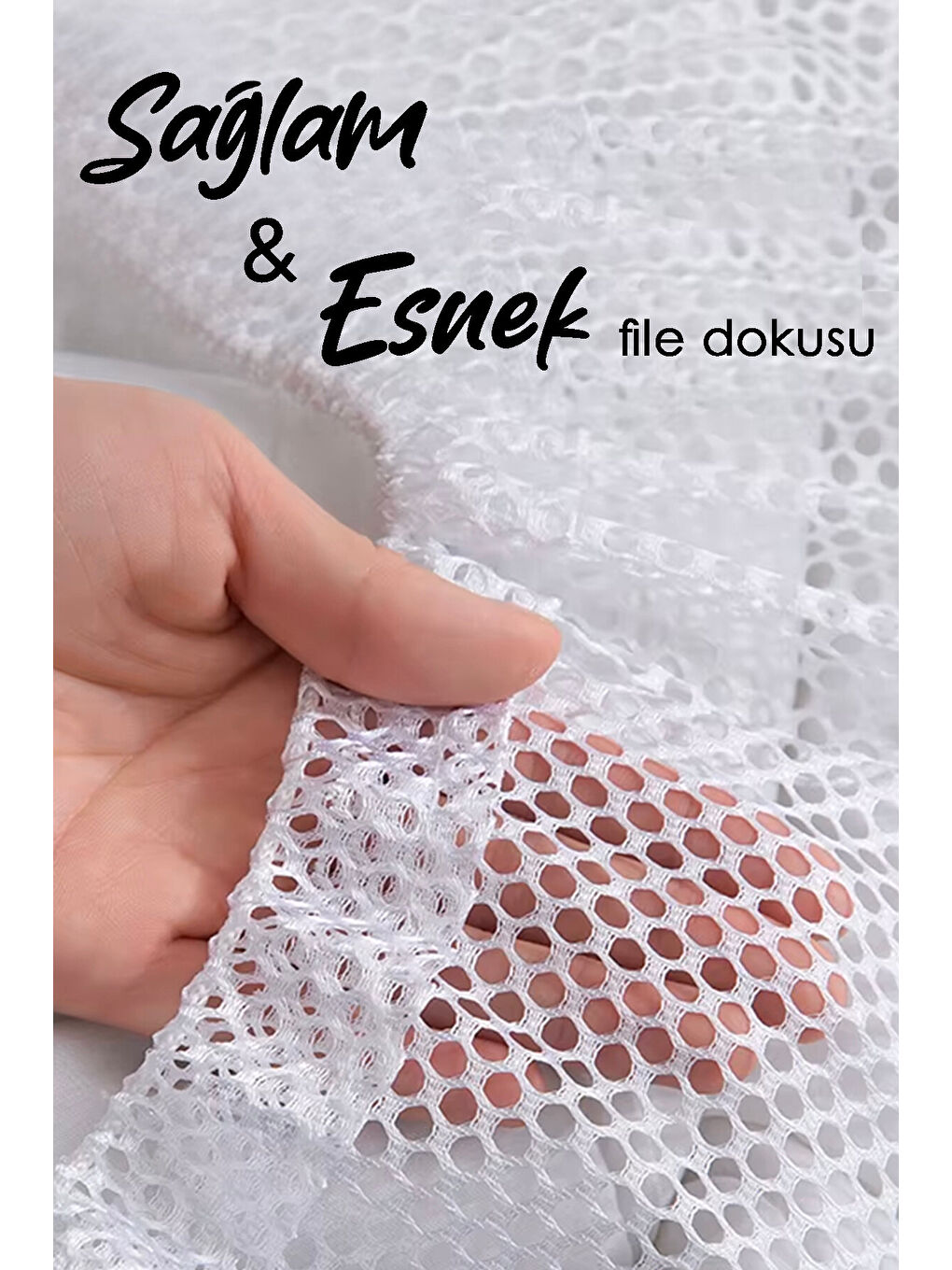 Beyaz 2'li Perde ve Çamaşır Yıkama Filesi Seti-3