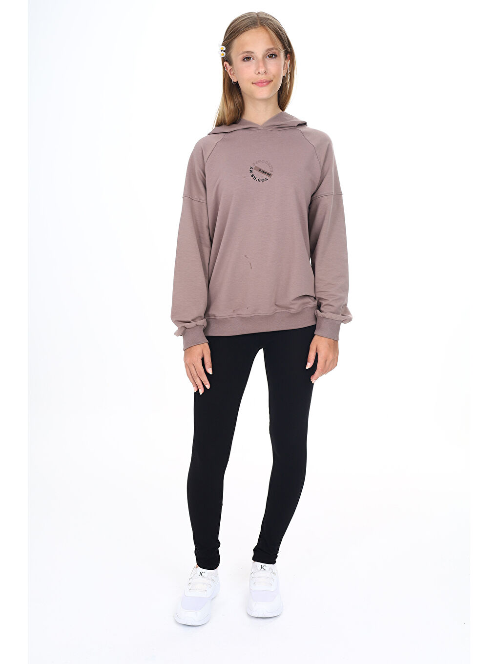 Kahverengi Kız Çocuk Baskılı Taytlı Takım-2