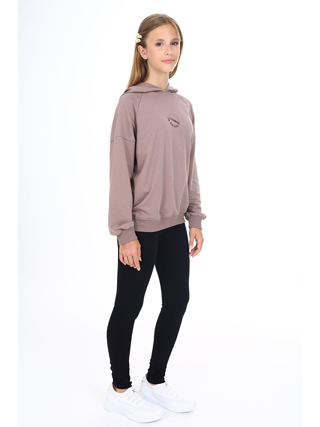 Kahverengi Kız Çocuk Baskılı Taytlı Takım-3