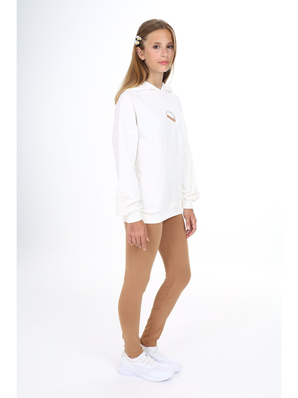 Ekru Kız Çocuk Baskılı Taytlı Takım-2