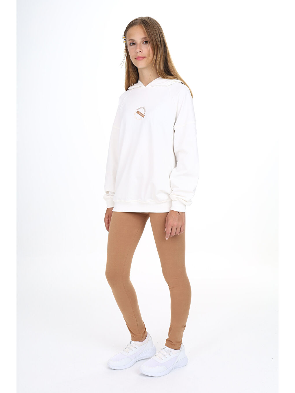 Ekru Kız Çocuk Baskılı Taytlı Takım-3