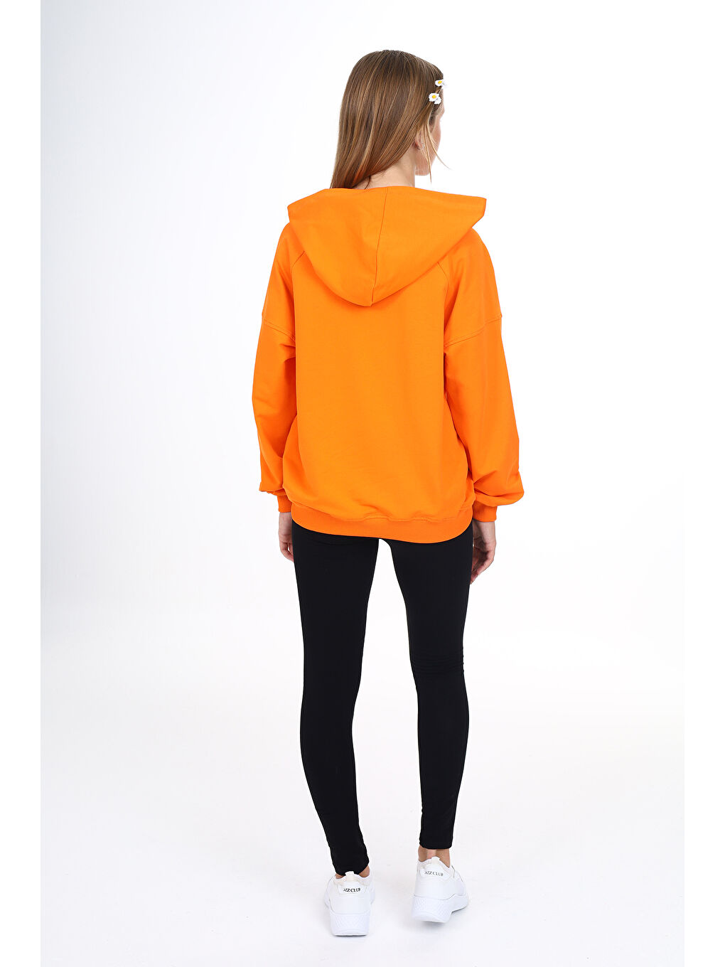 Turuncu Kız Çocuk Baskılı Taytlı Takım-5