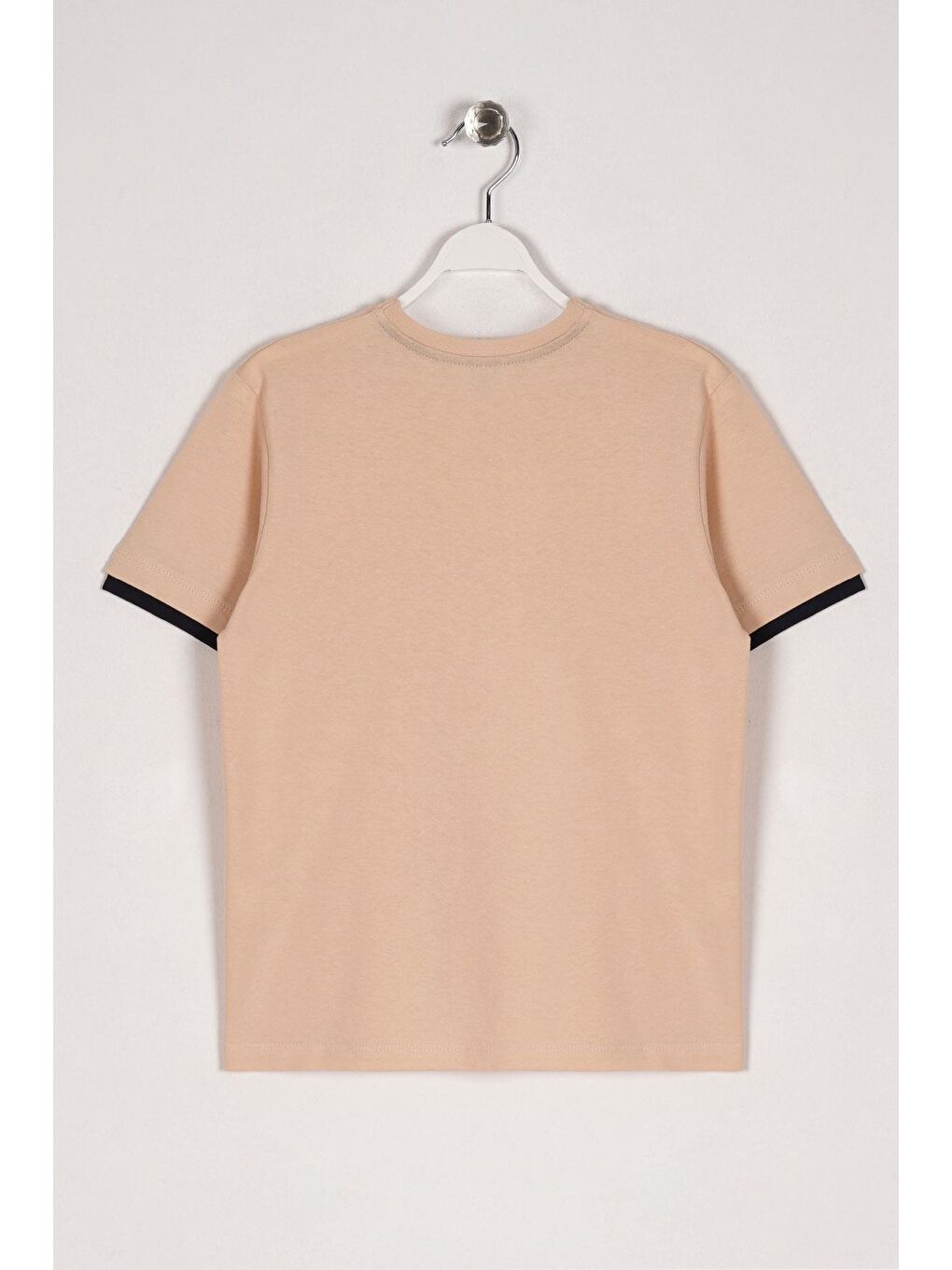 Bisiklet Yaka Kısa Kol Freedom Baskılı Bej Renk Erkek Çocuk Tshirt-1