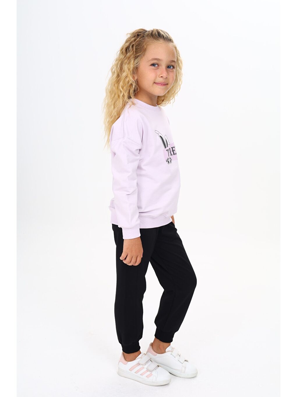 Lila Kız Çocuk Baskılı Eşofman Takım-1