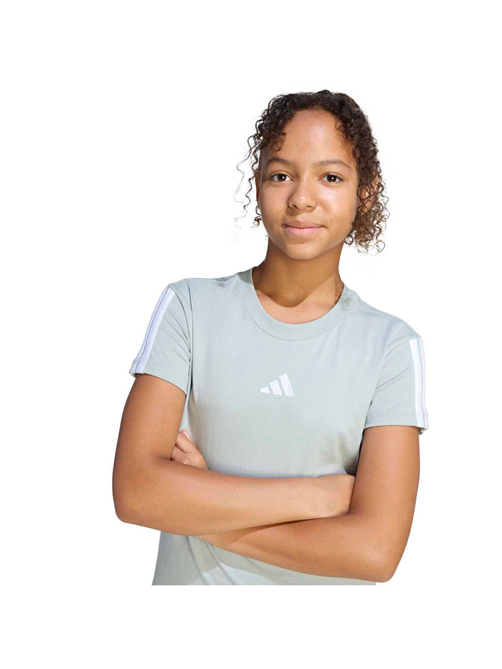 Essentials Çocuk Yeşil Yuvarlak Yaka Tişört-1