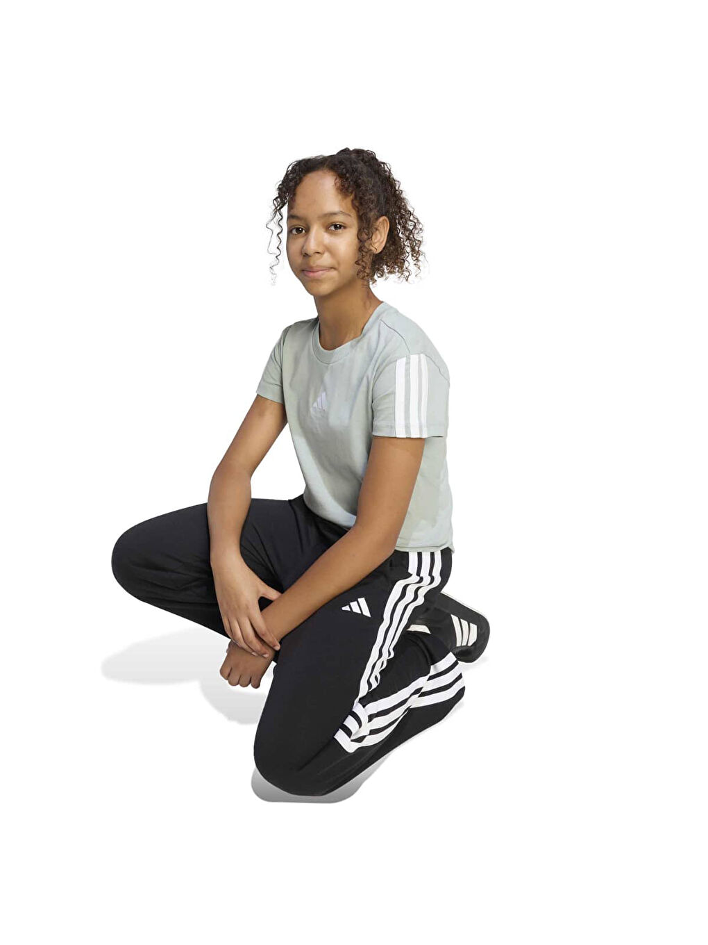 Essentials Çocuk Yeşil Yuvarlak Yaka Tişört-2