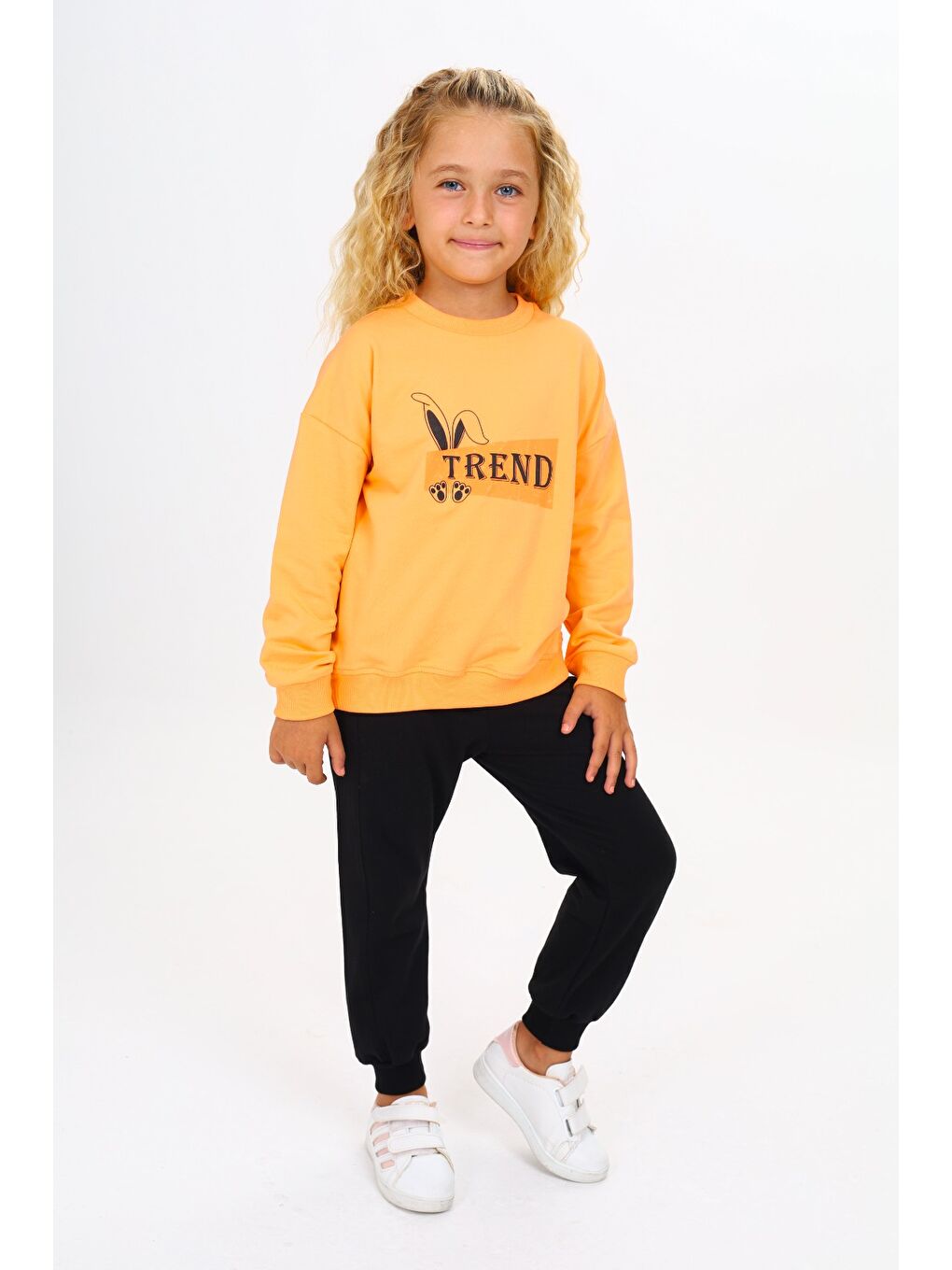 Turuncu Kız Çocuk Baskılı Eşofman Takım-3