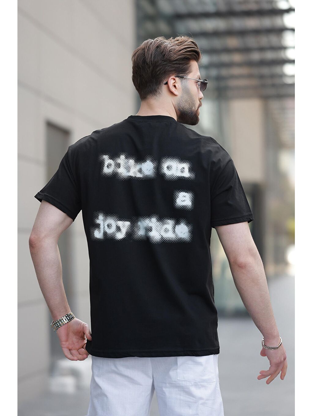 Siyah Baskılı Basic Erkek %100 Pamuk Tişört E7150-2