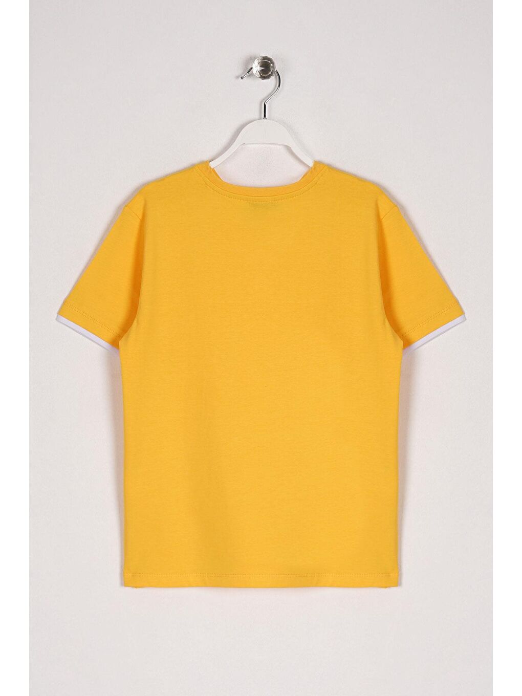 Sarı Bisiklet Yaka Kısa Kol Freedom Baskılı Hardal Renk Erkek Çocuk Tshirt-1