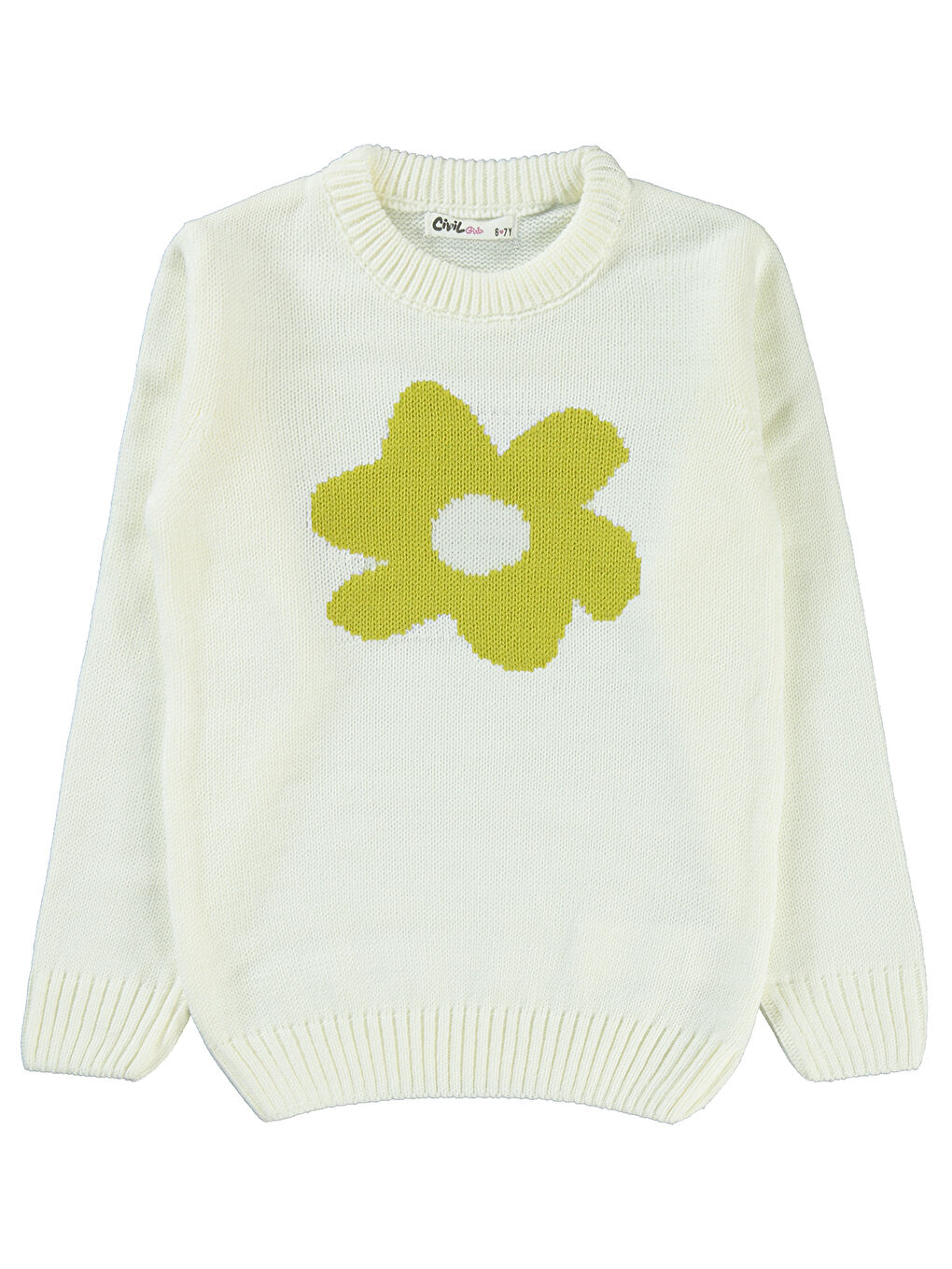 Lila Girls Kız Çocuk Triko Kazak 6-9 Yaş Ekru-Yeşil