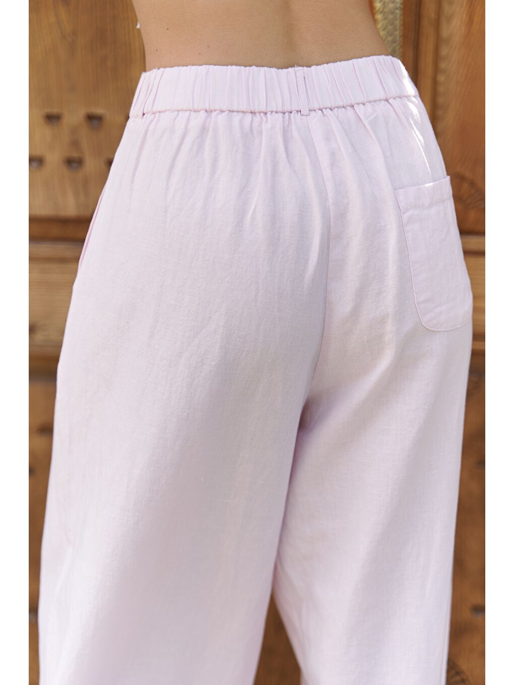 Moibel Bağcık Detay Pembe Crop Pantolon Takım-7