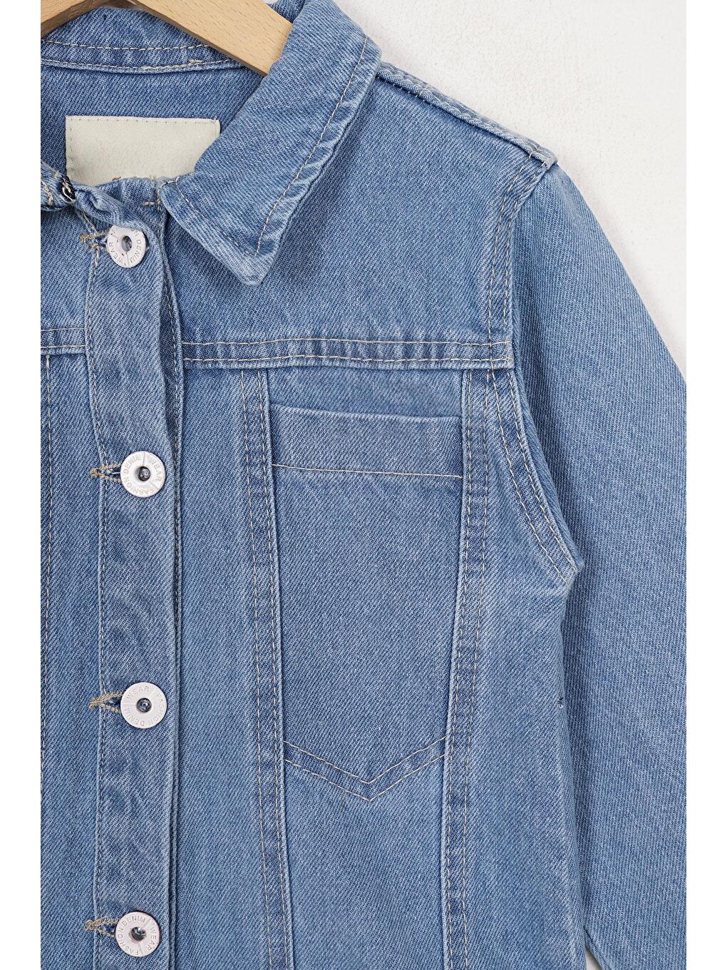 Uzun Kol Baskılı Mavi Renk Kız Çocuk Ceket-2