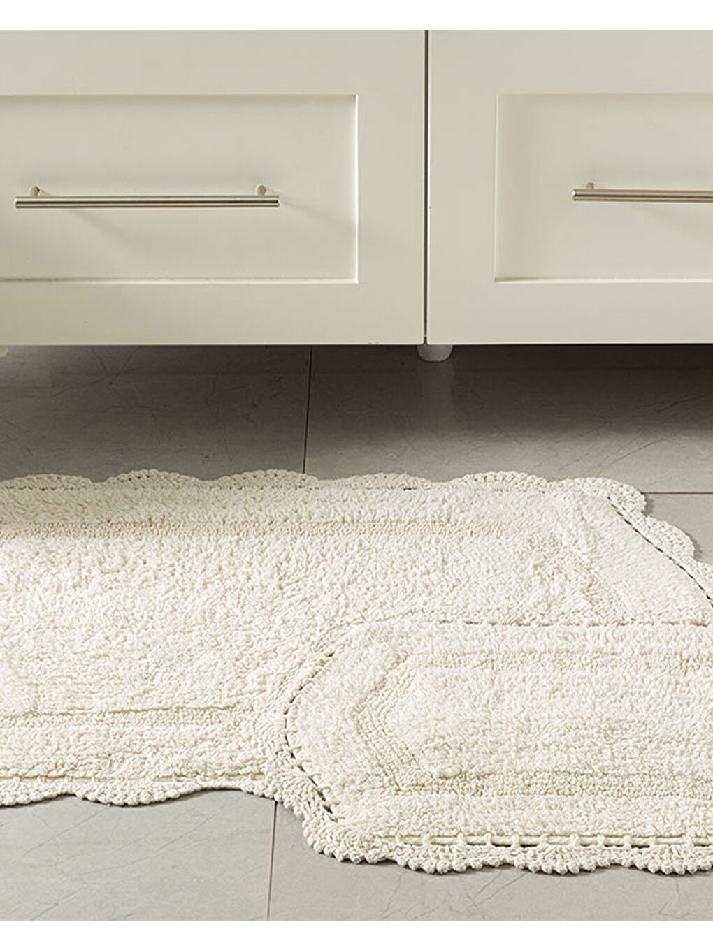 Ekru Mia Pamuklu Banyo Paspası Seti Krem