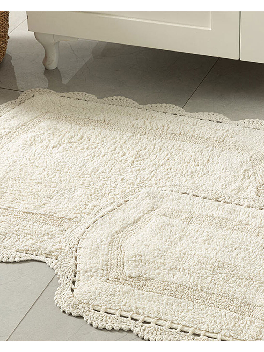 Ekru Mia Pamuklu Banyo Paspası Seti Krem-1