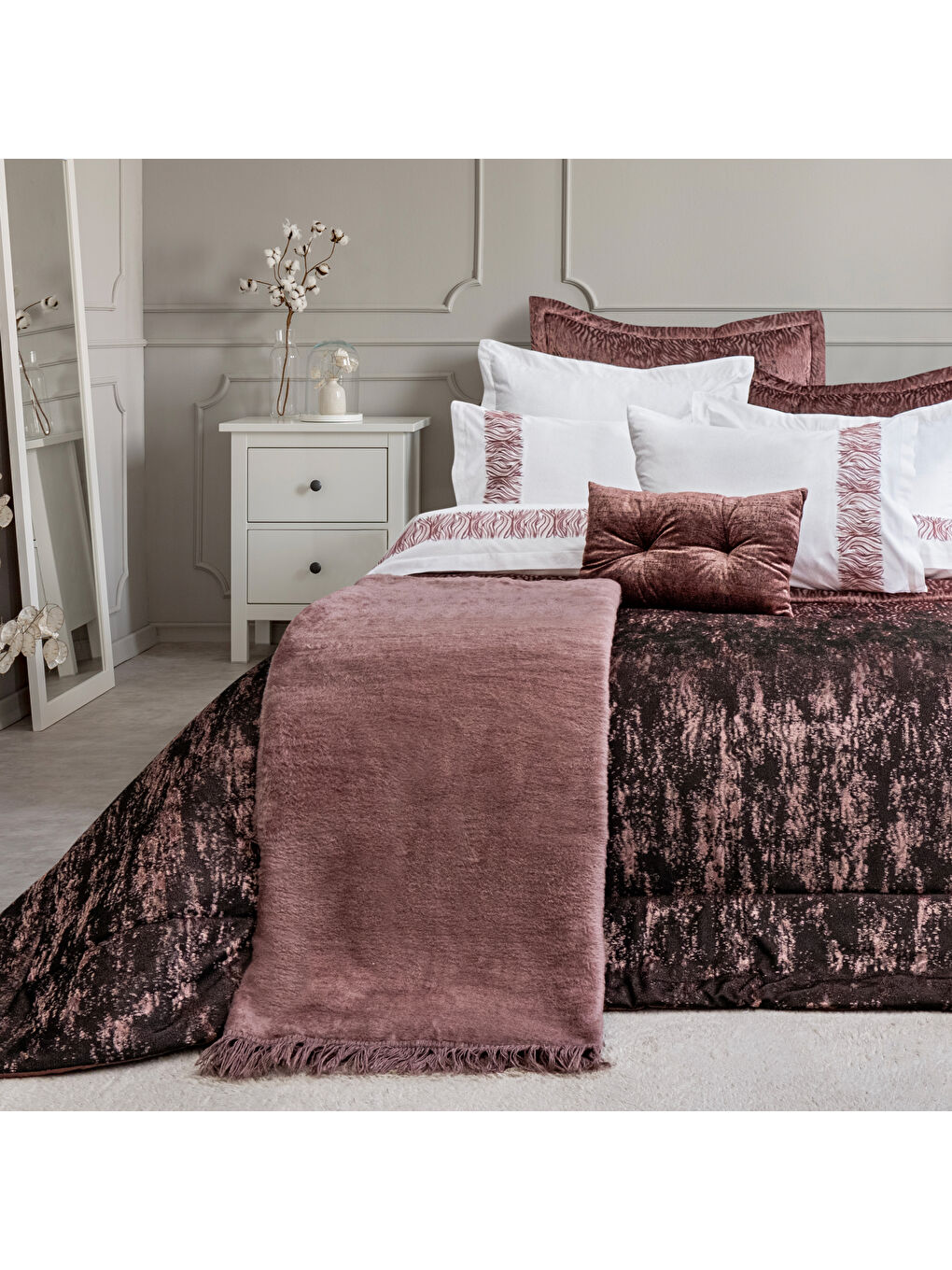 Home Aura Çeyiz Seti 11 Parça-Bordo-2