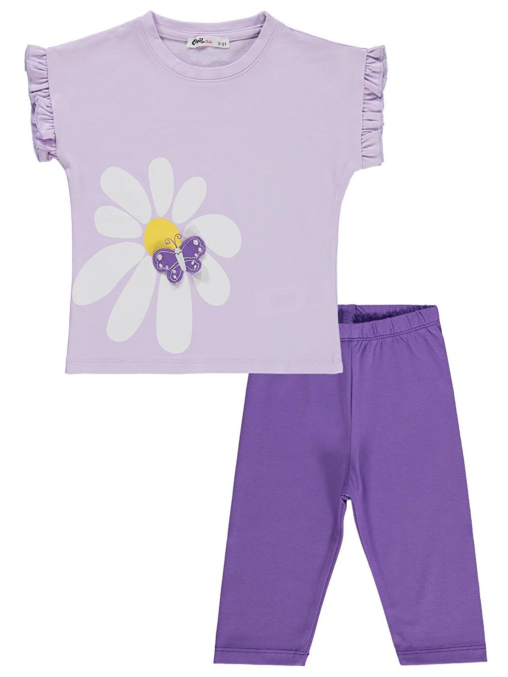 Girls Papatya Baskılı 2-5 Yaş Takım - Lila 5-6 Yaş