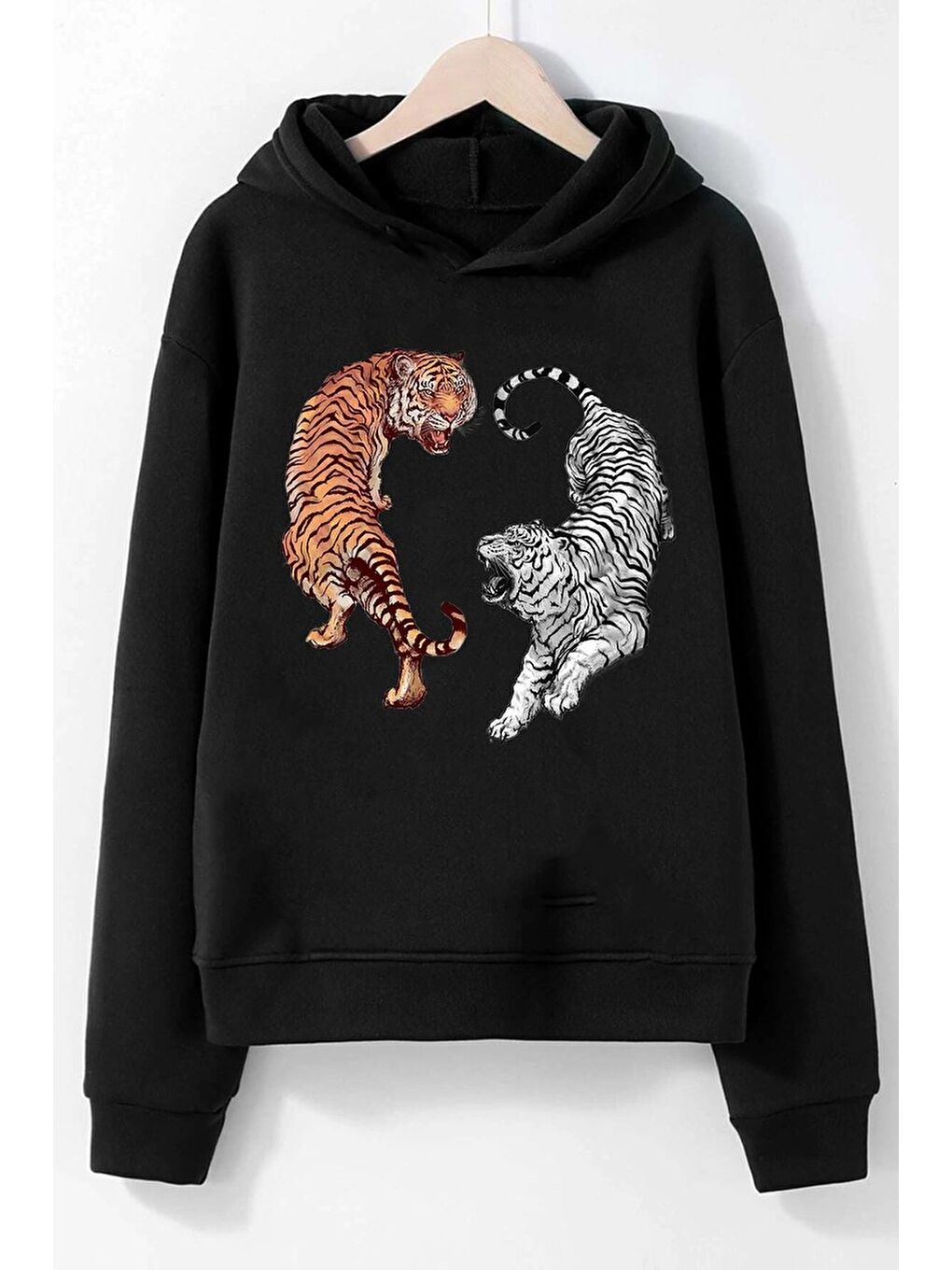 uyguntarz Siyah Unisex Tiger Baskılı Sweatshirt - 1