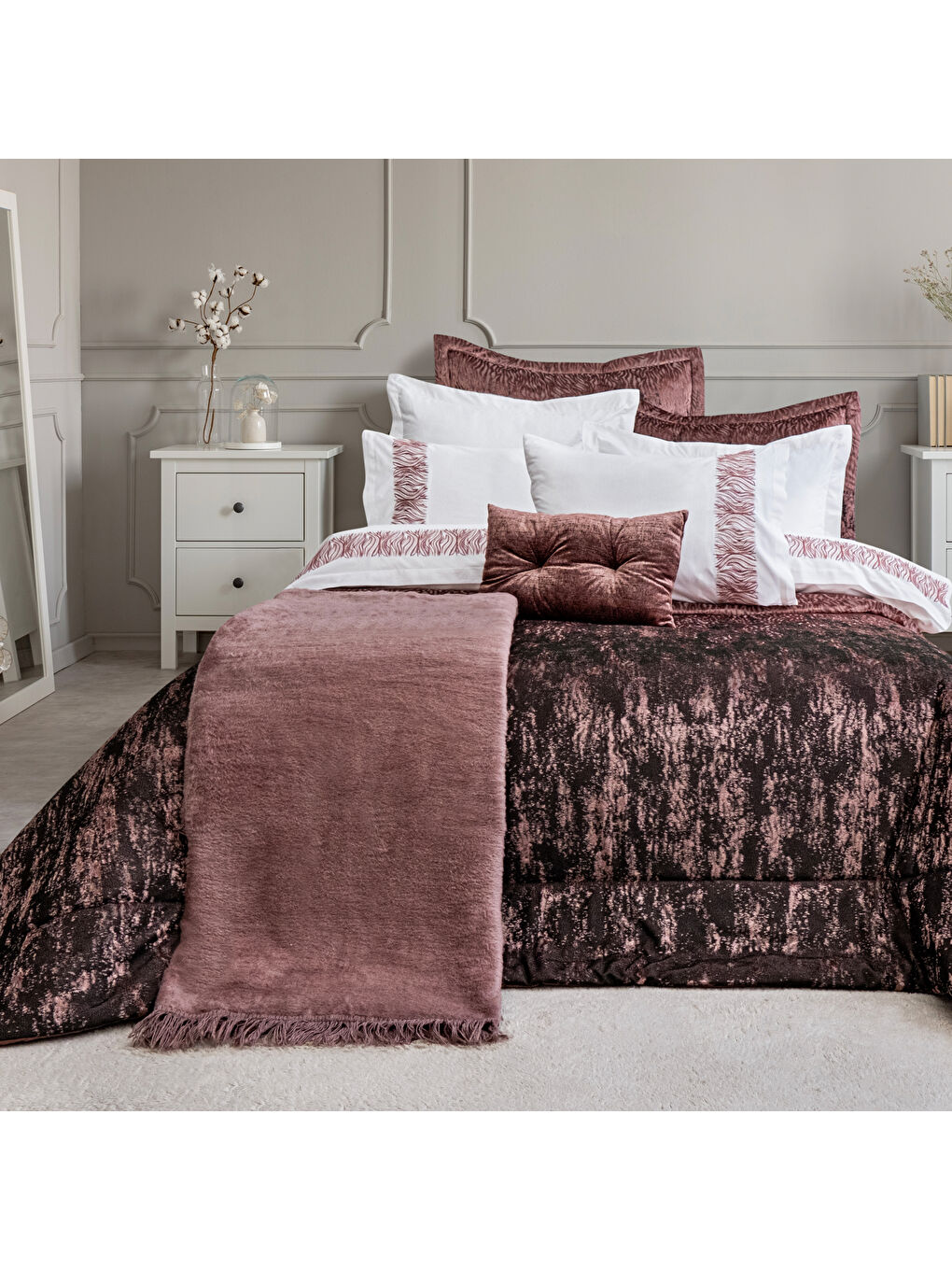 Home Aura Çeyiz Seti 11 Parça-Bordo-4