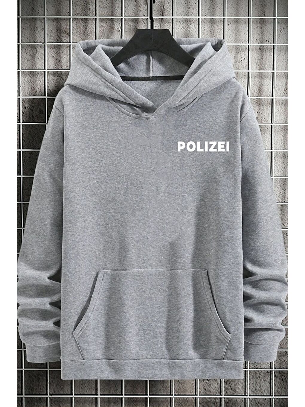 uyguntarz Gri Unisex Polizei Sırt Baskılı Sweatshirt