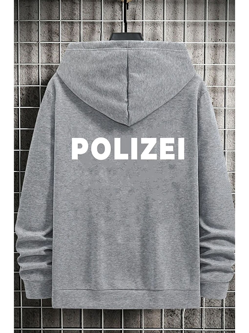 uyguntarz Gri Unisex Polizei Sırt Baskılı Sweatshirt - 1