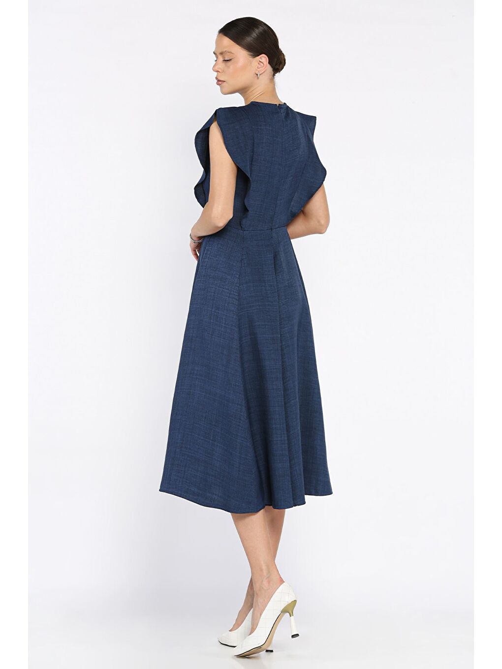 Lacivert Kadın Bisiklet Yaka Kiloş Elbise-2