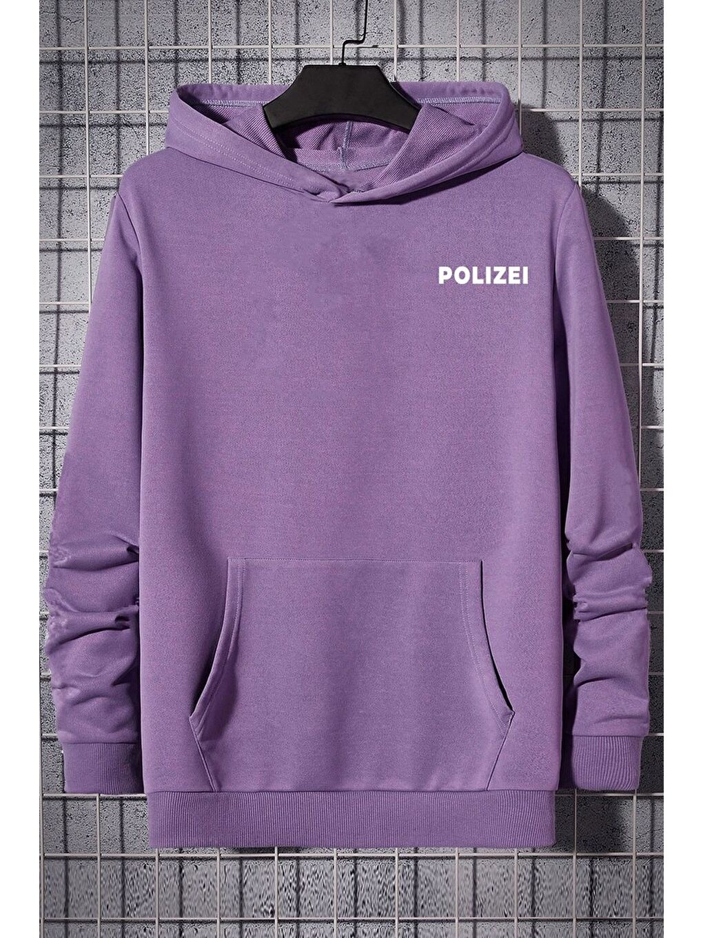 uyguntarz Lila Unisex Polizei Sırt Baskılı Sweatshirt