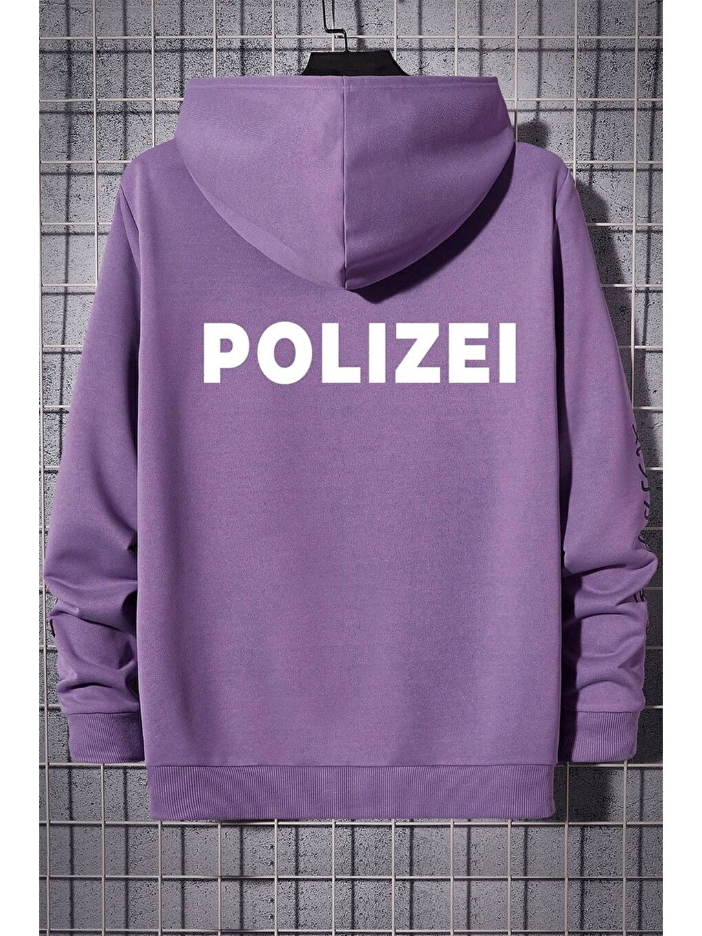 uyguntarz Lila Unisex Polizei Sırt Baskılı Sweatshirt - 1