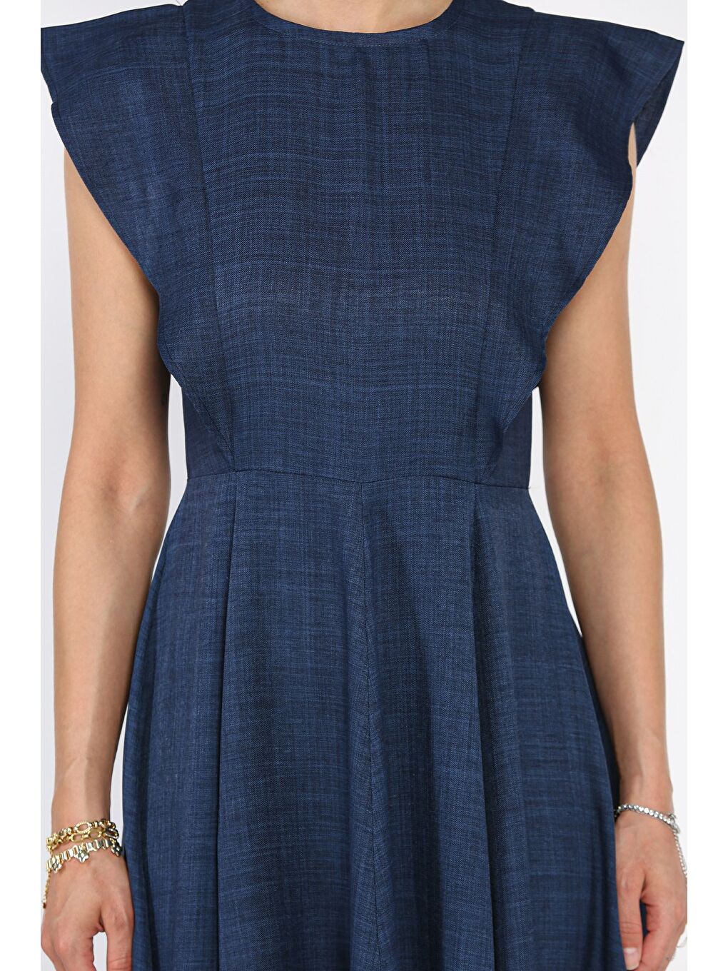 Lacivert Kadın Bisiklet Yaka Kiloş Elbise-3