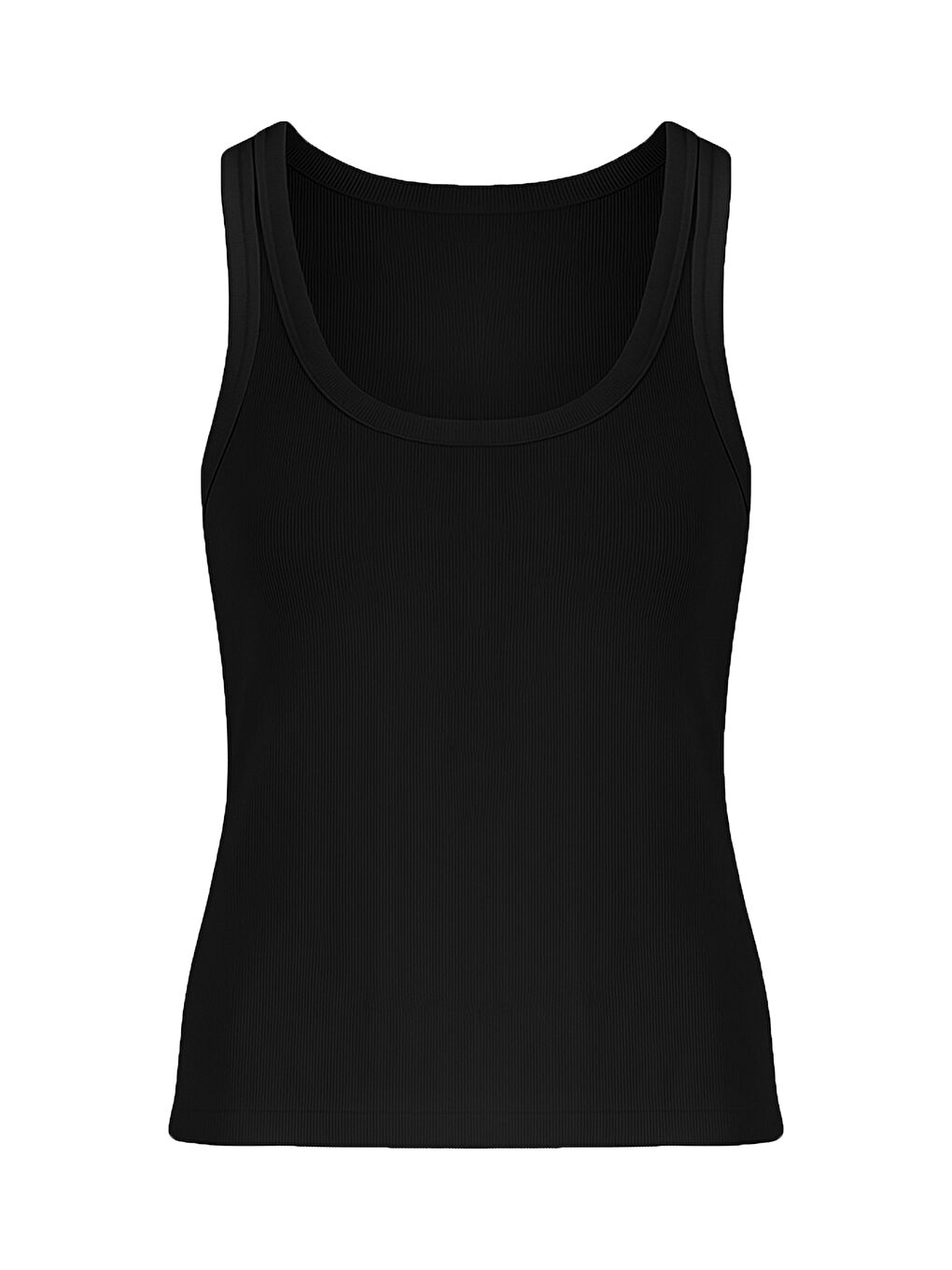 Siyah Kadın Pamuklu U Yaka Kaşkorse Atlet