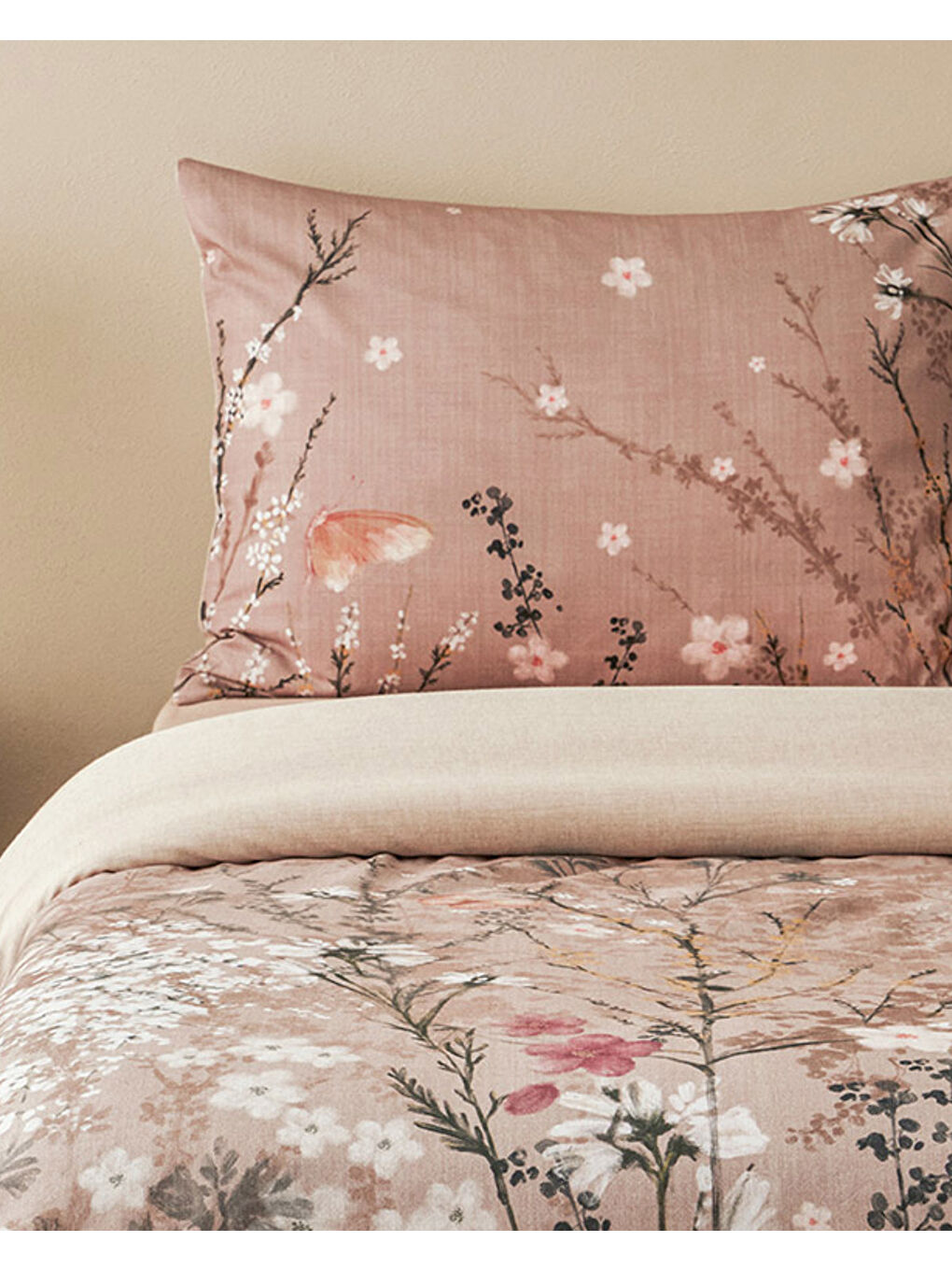 Pembe Sweet Spring Dijital Baskılı Çift Taraflı Çift Kişilik Nevresim Takımı Gül Kurusu-1