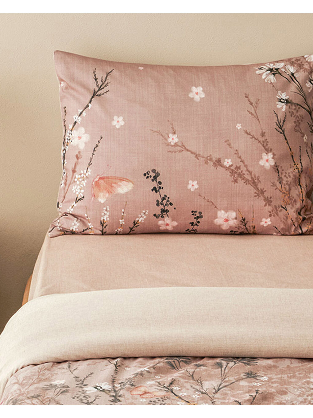 Pembe Sweet Spring Dijital Baskılı Çift Taraflı Çift Kişilik Nevresim Takımı Gül Kurusu-2