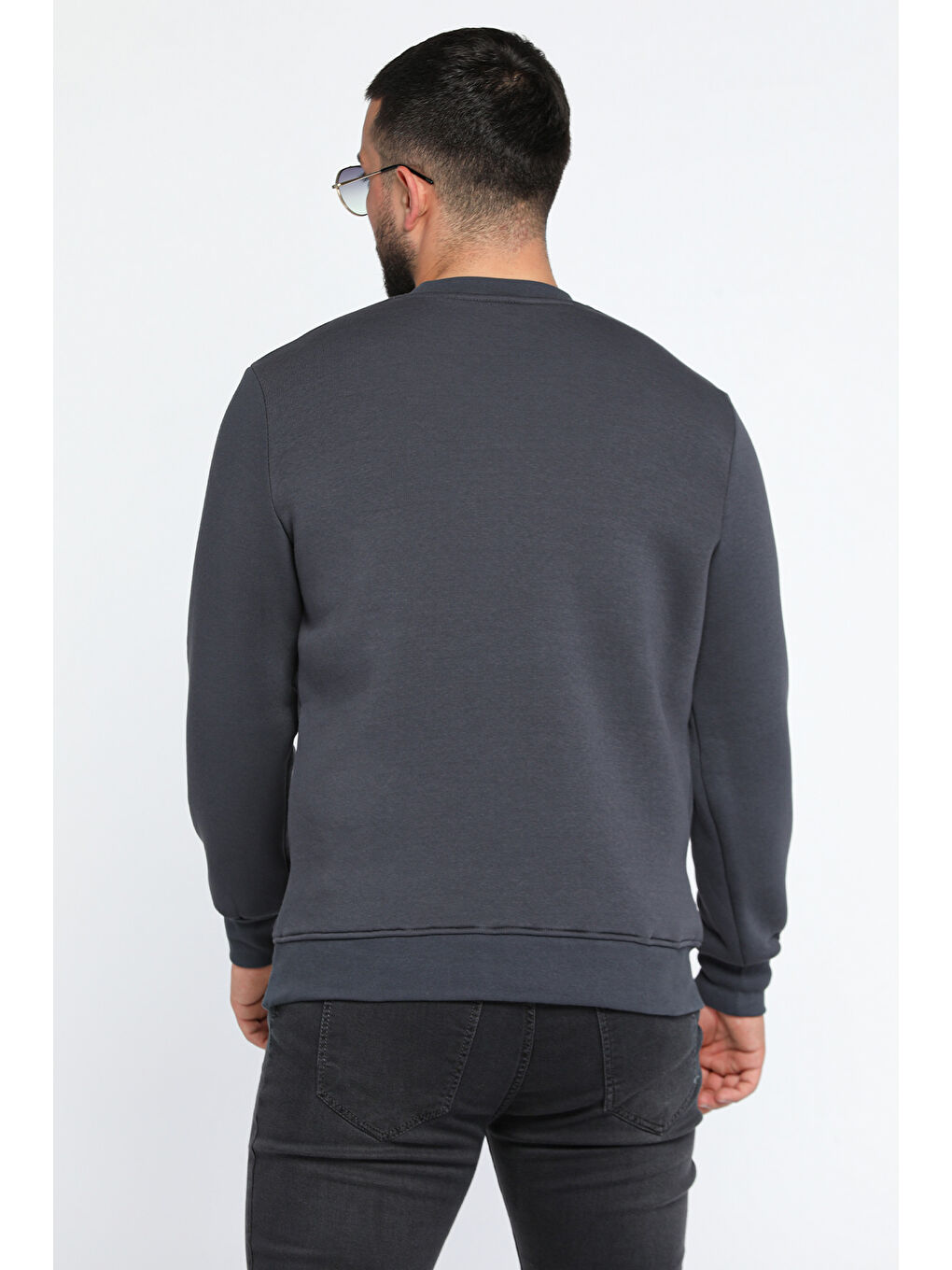 Mishar İtalia Gri Erkek Yazı Baskılı Şardonlu Üç İplik Sweatshirt - 2