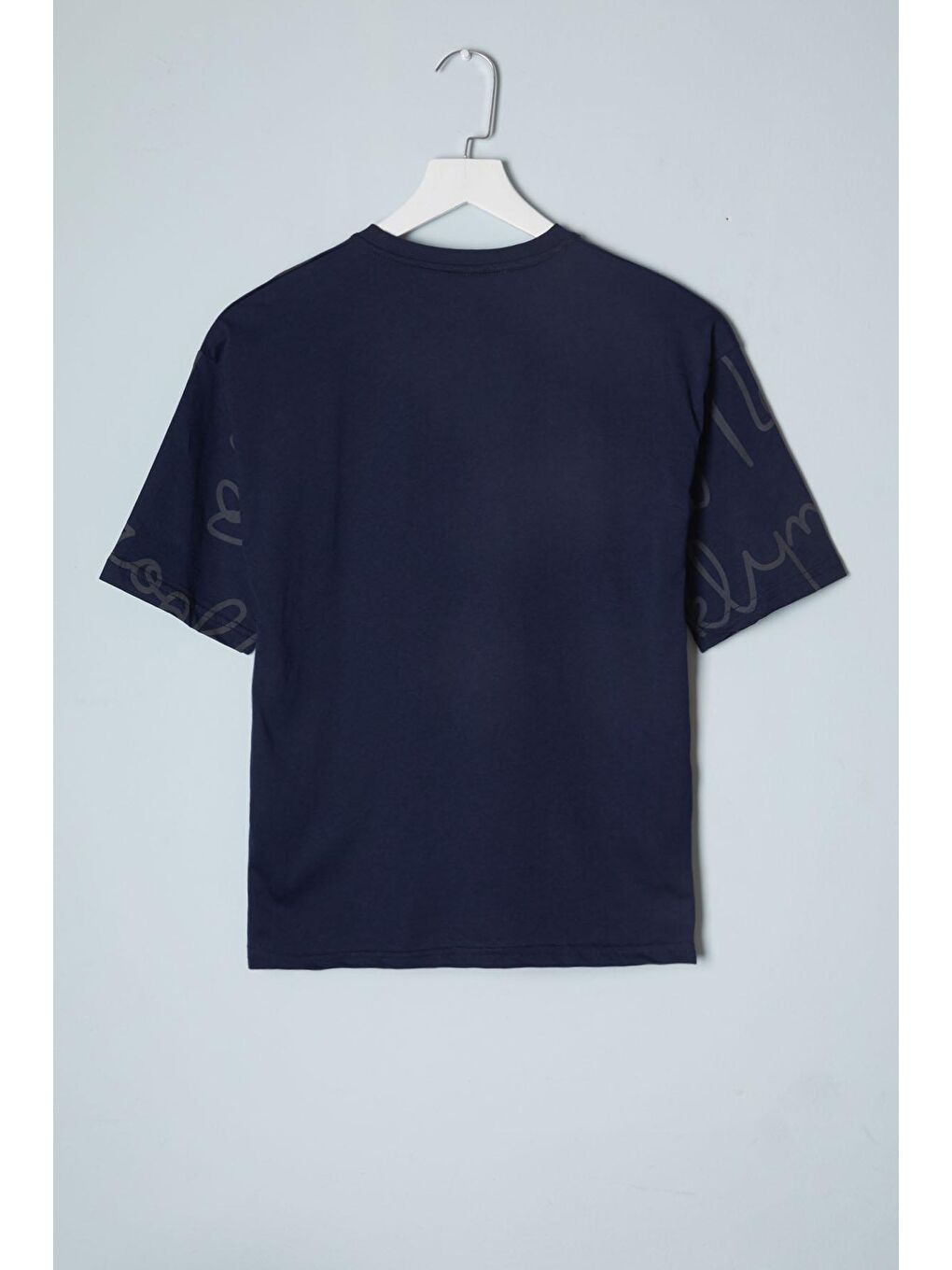 Lacivert Yazı Desenli Cepli Erkek Tişört 16082-2