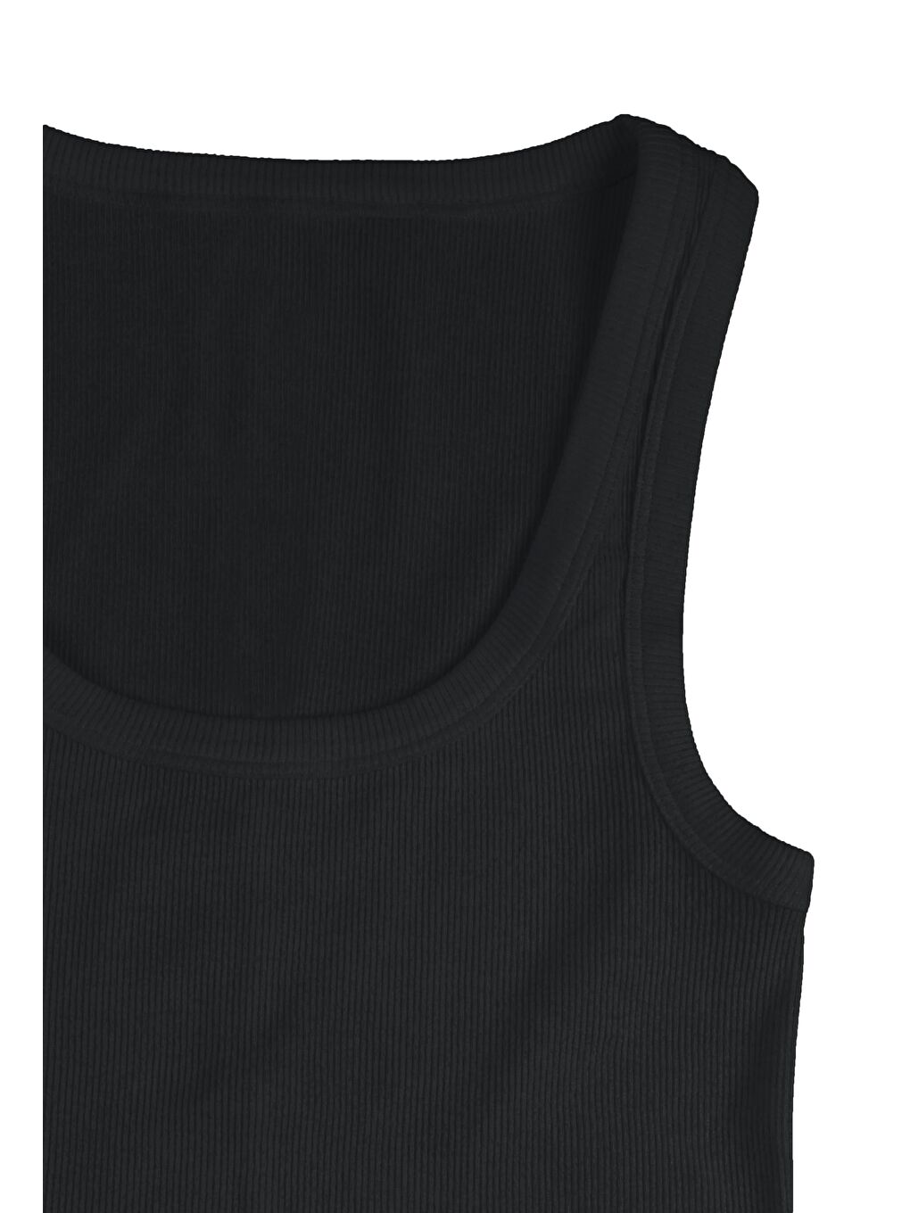 Siyah Kadın Pamuklu U Yaka Kaşkorse Atlet-1