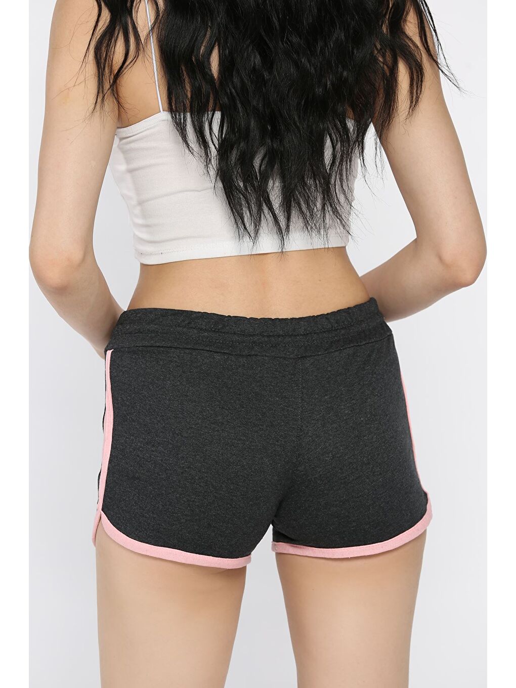 Antrasit Biyeli Kadın Baskılı Mini Şort-2