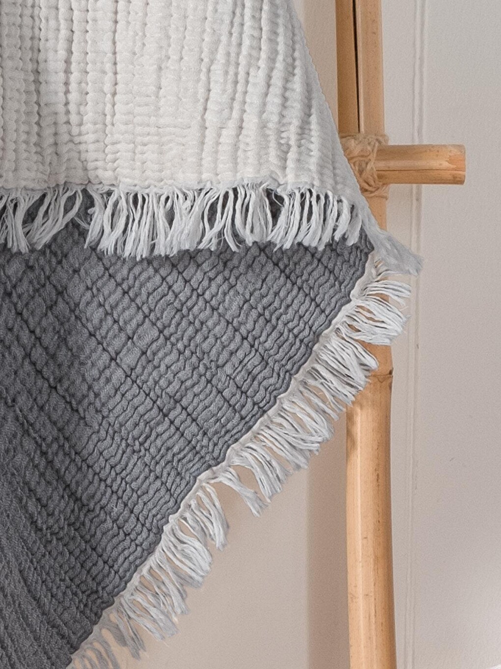 5 Kat Dolgulu Müslin Bebek Örtüsü 90x110 Cm - Gri-2