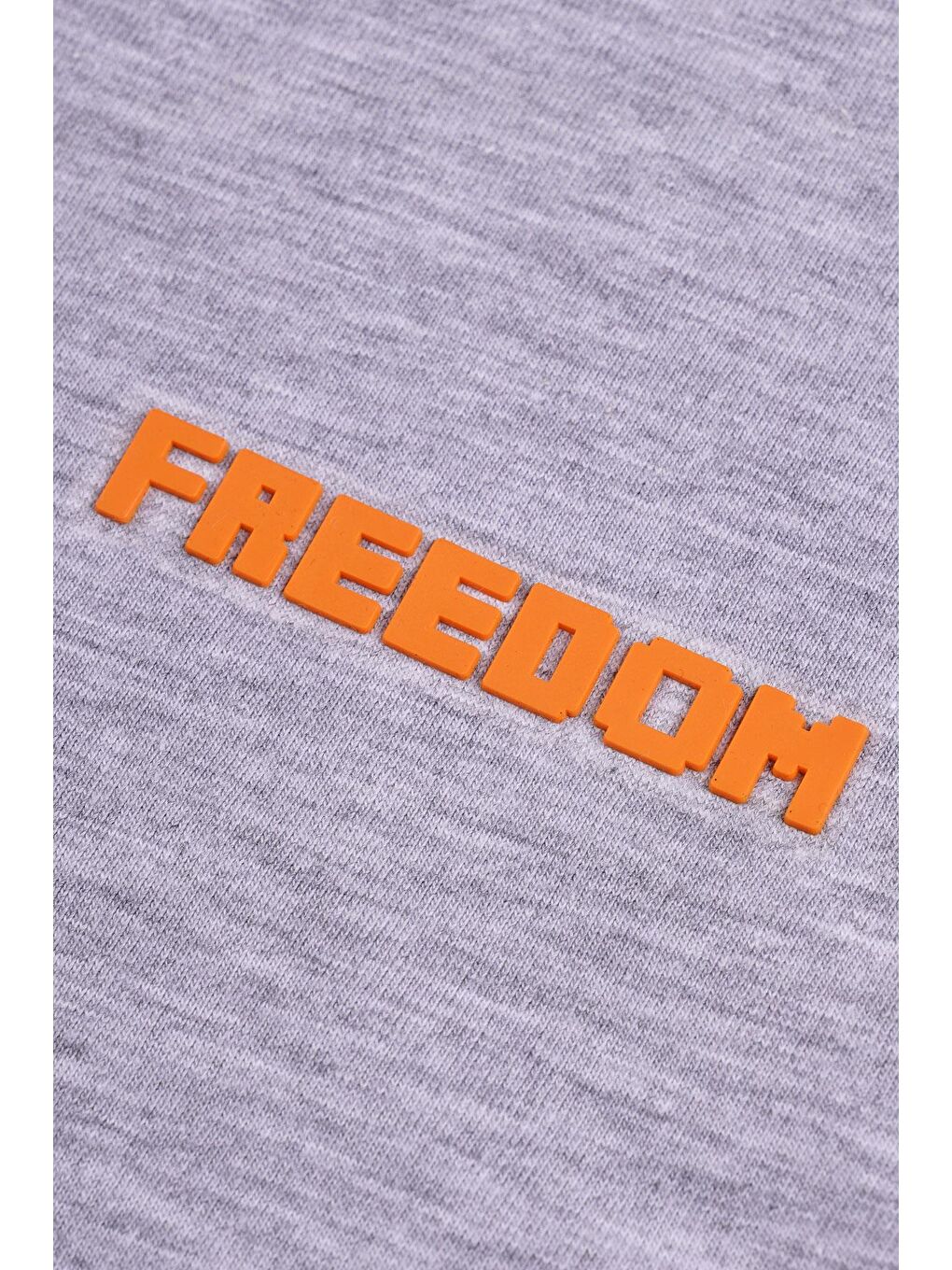 Bisiklet Yaka Kısa Kol Freedom Baskılı Gri Melanj Renk Erkek Çocuk Tshirt-2