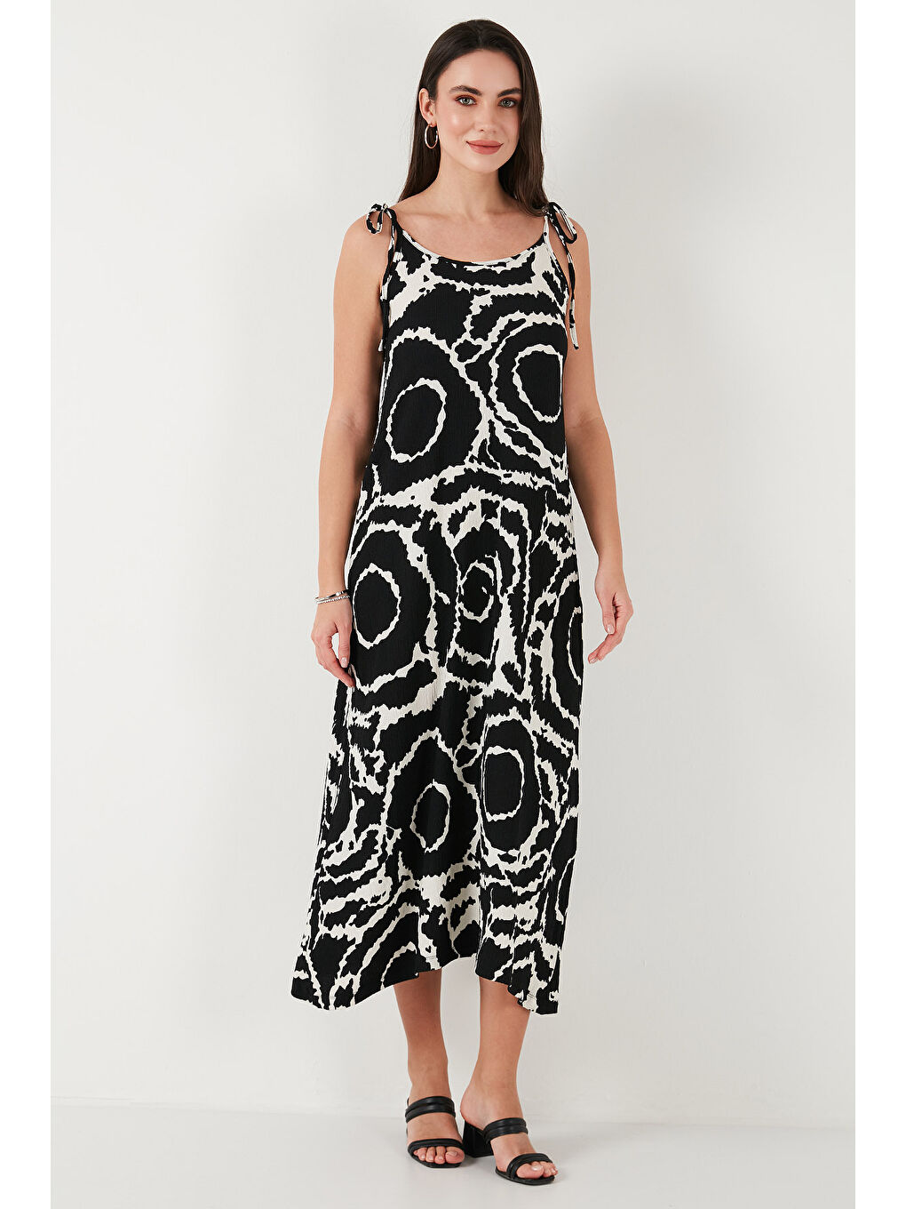 Siyah Regular Fit İp Askılı Uzun Kadın Elbise 5865732-2